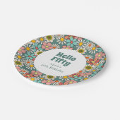 レトロヒッパイグルービーフラワーハローフィフティ誕生日 ペーパープレート (アングル)