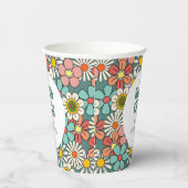 レトロヒッパイグルービーフラワーハローフィフティ誕生日 紙コップ (右)