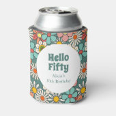 レトロヒッパイグルービーフラワーハローフィフティ誕生日 缶クーラー (缶裏面)