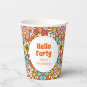 レトロヒッパイグルービーフラワーハローフォーティ誕生日 紙コップ (裏面)