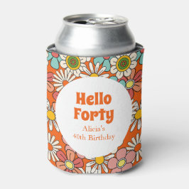レトロヒッパイグルービーフラワーハローフォーティ誕生日 缶クーラー