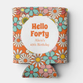 レトロヒッパイグルービーフラワーハローフォーティ誕生日 缶クーラー (裏面)