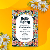 レトロヒッパイグルービーフラワーハロー八十誕生日 招待状