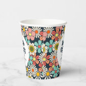 レトロヒッパイグルービーフラワーハロー八十誕生日 紙コップ (右)