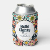 レトロヒッパイグルービーフラワーハロー八十誕生日 缶クーラー (缶正面)