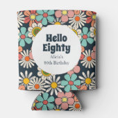 レトロヒッパイグルービーフラワーハロー八十誕生日 缶クーラー (裏面)