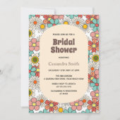 レトロヒッパイグルービーフラワーブライダルシャワー 招待状 (正面)