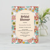 レトロヒッパイグルービーフラワーブライダルシャワー 招待状 (スタンド正面)