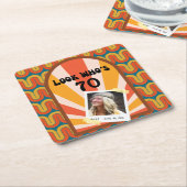 レトロヒッパイサンライズフォト誕生日紙コースター スクエアペーパーコースター (アングル)