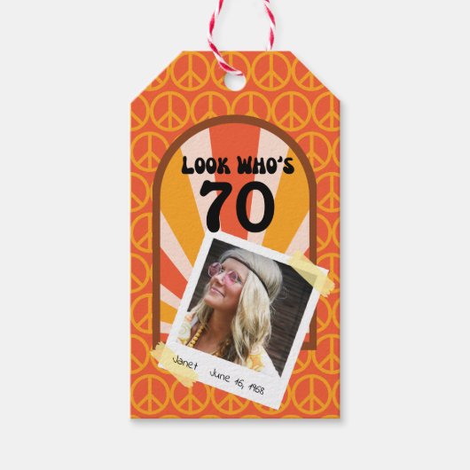 レトロヒッパイサンライズ70カスタムth誕生日 ギフトタグ (正面)