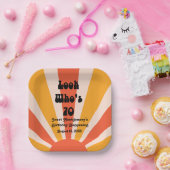 レトロヒッパイサンライズ70誕生日 ペーパープレート (パーティー)