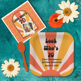 レトロヒッパイサンライズ70誕生日 ペーパープレート