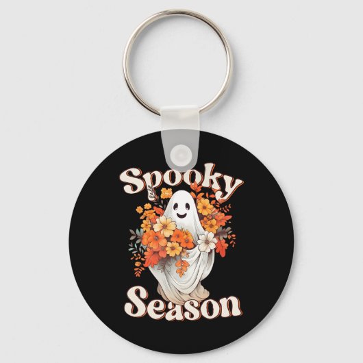 レトロヒッパイハロウィーンかわいい幽霊不気味シーズンフー キーホルダー (正面)