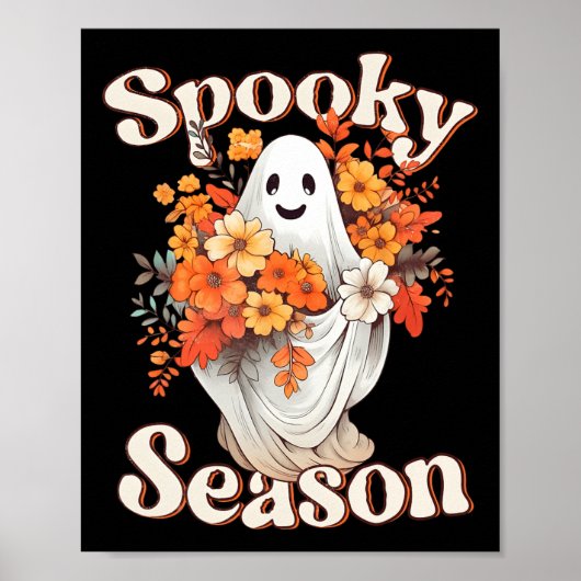 レトロヒッパイハロウィーンかわいい幽霊不気味シーズンフー ポスター (正面)