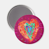 レトロヒッパイピンクターコイズハートカップル名 マグネット (正面/裏面)