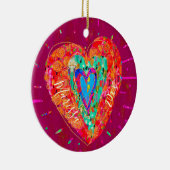 レトロヒッパイピンクターコイズハート名(年) セラミックオーナメント (右)