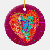 レトロヒッパイピンクターコイズハート名(年) セラミックオーナメント (裏面)