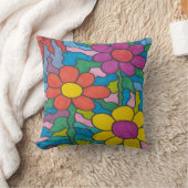 レトロヒッパイフラワーアート クッション (ブランケット)