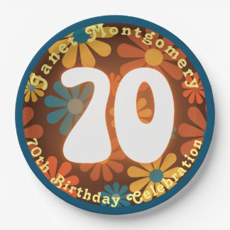 レトロヒッパイフラワーパワー70誕生日 ペーパープレート