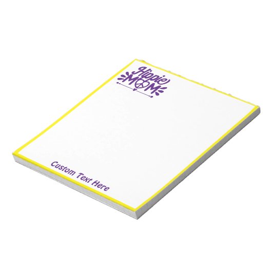 レトロヒッパイマムパープルイエローピースサイン60s ノートパッド (回転)