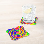 レトロヒッパイレインボーカラーズソフトフォーカススパイラルアート ペーパーコースター (インサイチュ)