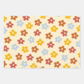 レトロヒッパイレインボーストライプズGroovyフローラ70sおもしろい ラッピングペーパーシート (正面2)