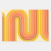 レトロヒッパイレインボーストライプズGroovyフローラ70sおもしろい ラッピングペーパーシート (正面)