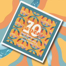 レトロヒッパイレインボーピースサイン70誕生日 スタンダードランチョンナプキン