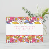 レトロヒッパイレインボーフラワーガーデンブライダルシャワー 招待状 (スタンド正面)