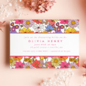 レトロヒッパイレインボーフラワーガーデンブライダルシャワー 招待状