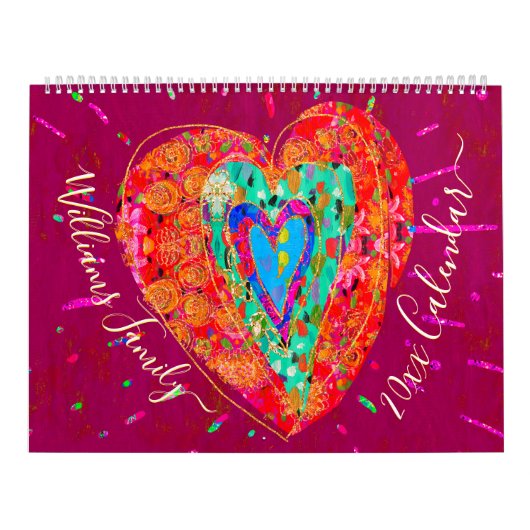 レトロヒッパイレッドターコイズカスタムハート2024写真 カレンダー (カバー)