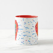 レトロヒッパイレッドピンクターコイズ水彩ハート マグカップ (中央)