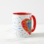 レトロヒッパイレッドピンクターコイズ水彩ハート マグカップ (正面右)