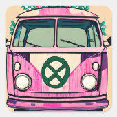 レトロヒッパイヴァンフローラヴィンテージカラーズアート スクエアシール (正面)