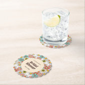 レトロヒッピーのグルーヴィーフラワーブライダルシャワー ペーパーコースター (インサイチュ)