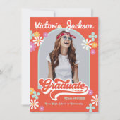 レトロヒッピーの卒業写真発表 招待状 (正面)