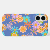 レトロヒッピーの花模様(青) Case-Mate iPhoneケース (裏面 (横))