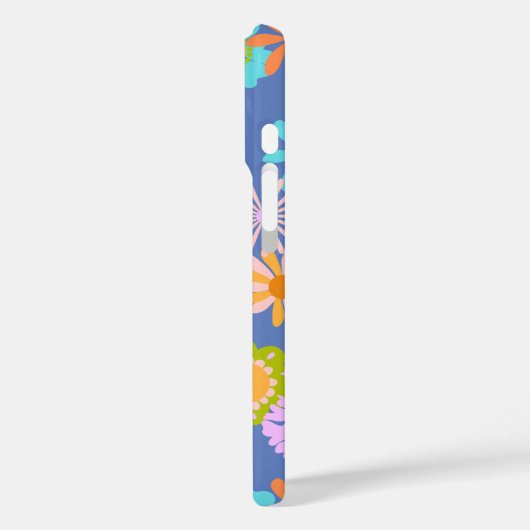 レトロヒッピーの花模様(青) Case-Mate iPhoneケース (裏面 / 左)