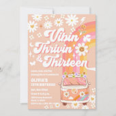 レトロヒッピーの誕生日招待状 招待状 (正面)