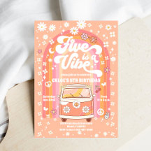 レトロヒッピーの誕生日招待状