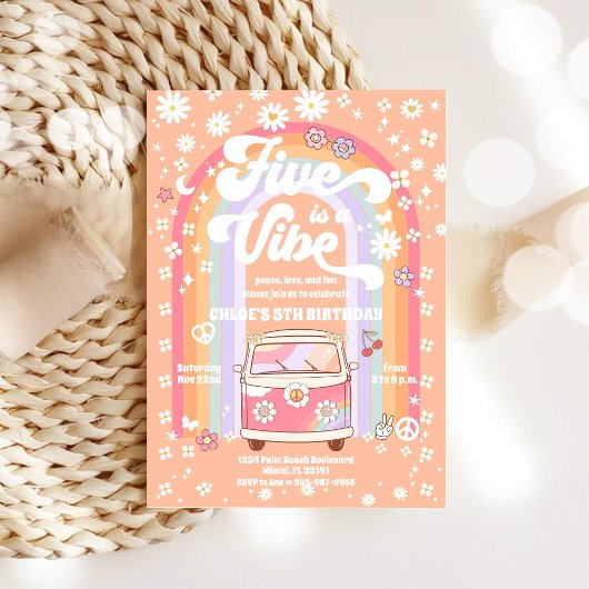 レトロヒッピーの誕生日招待状 招待状