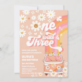 レトロヒッピーの3歳誕生日招待状 招待状 (正面)