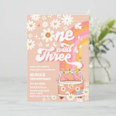 レトロヒッピーの3歳誕生日招待状 招待状 (スタンド正面)