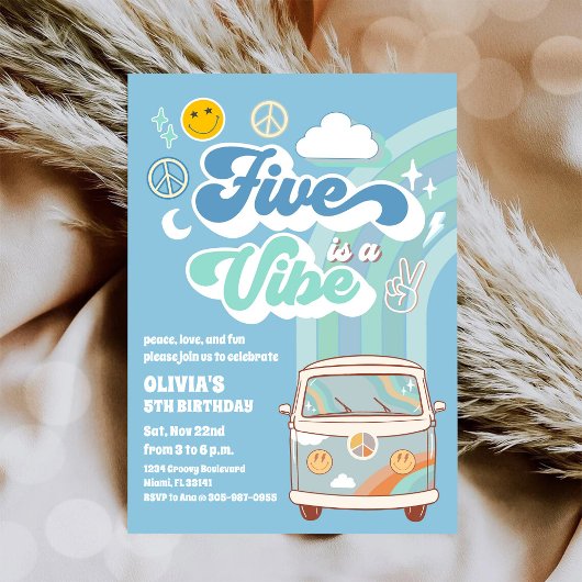 レトロヒッピーバースデーパーティー招待状 招待状