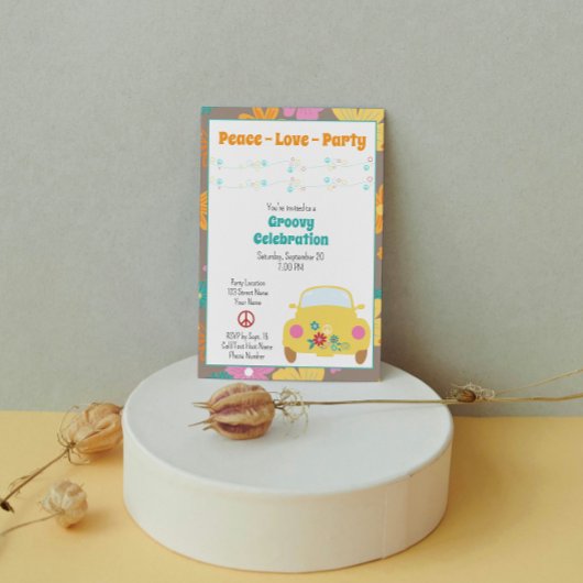レトロヒッピーパーティーの招待状 招待状