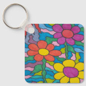 レトロヒッピーフラワーアート  キーホルダー (正面)