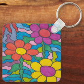 レトロヒッピーフラワーアート  キーホルダー (裏面)