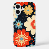 レトロヒッピーフラワー 青 黄色 ベージュ 赤 Case-Mate iPhoneケース (裏面)