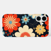 レトロヒッピーフラワー 青 黄色 ベージュ 赤 Case-Mate iPhoneケース (裏面 (横))
