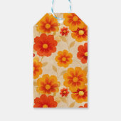 レトロヒッピーフローラ水の色オレンジ色ベビーシャワー ギフトタグ (裏面)